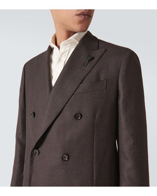 Lardini Black Prince Of Wales Checked Wool Suit for men