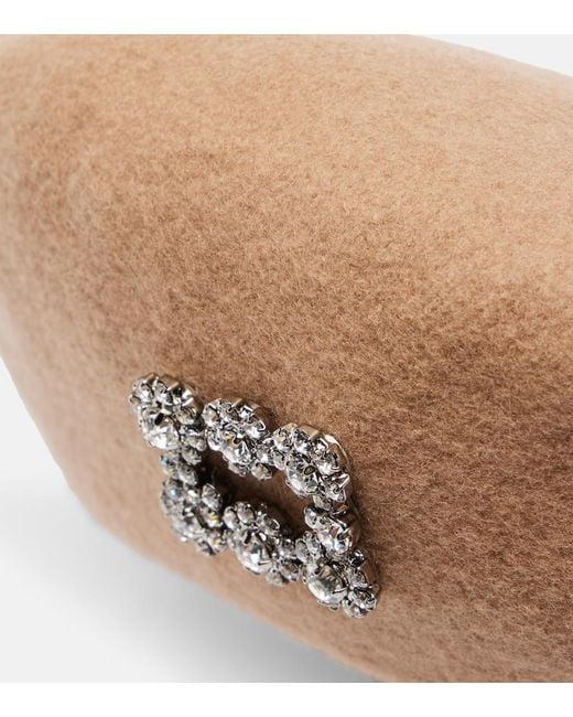 Roger Vivier Natural Embellished Wool Beret