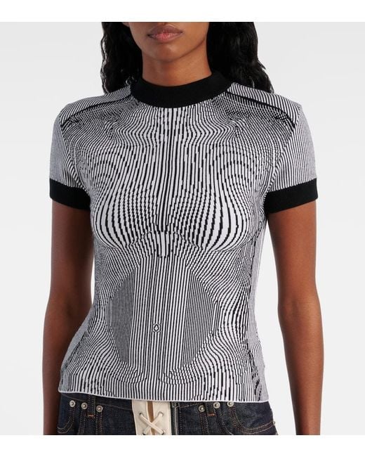 Jean Paul Gaultier Black Morphing Pinstripe Jacquard Jersey Top