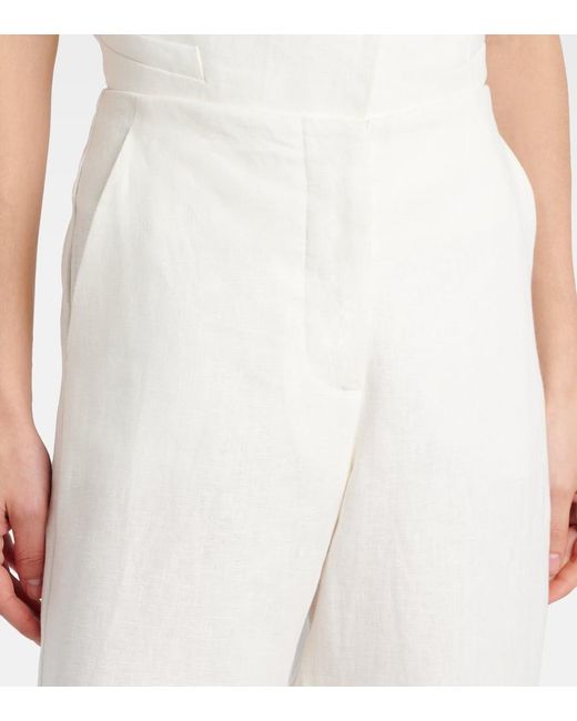 Faithfull The Brand White High-Rise Linen Wide-Leg Pants