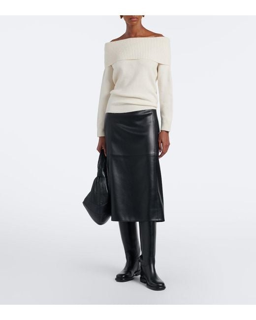 Loulou de Saison Natural Sibyl Off-Shoulder Cashmere-Blend Sweater