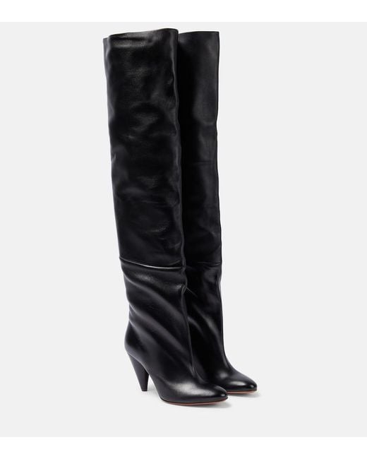 Proenza Schouler Black Cone Leather Over-The-Knee Boots