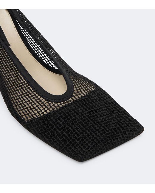 Christen Black Edge Stretch Suede-Trimmed Mesh Pumps