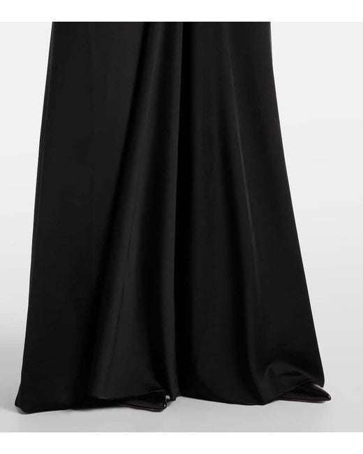 Victoria Beckham Black Embellished Gathered Crepe Gown