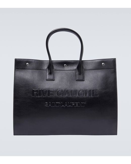Saint Laurent Black Rive Gauche Leather Tote Bag for men
