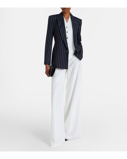 Max Mara Black Pinstripe Double-Breasted Jersey Blazer