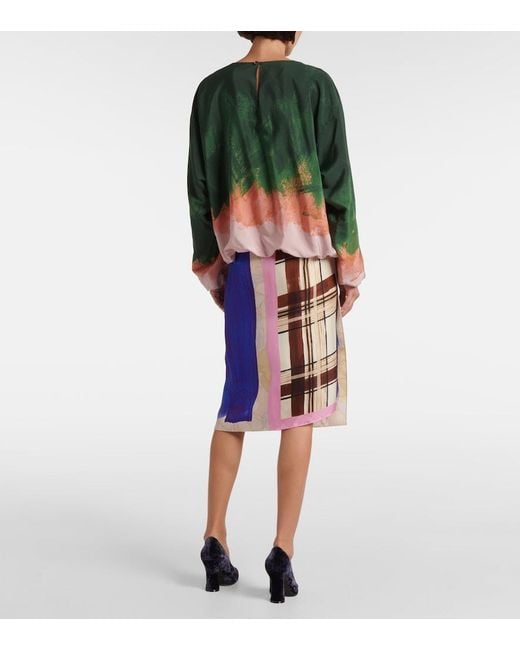 Dries Van Noten Green Ombre Silk-Blend Top