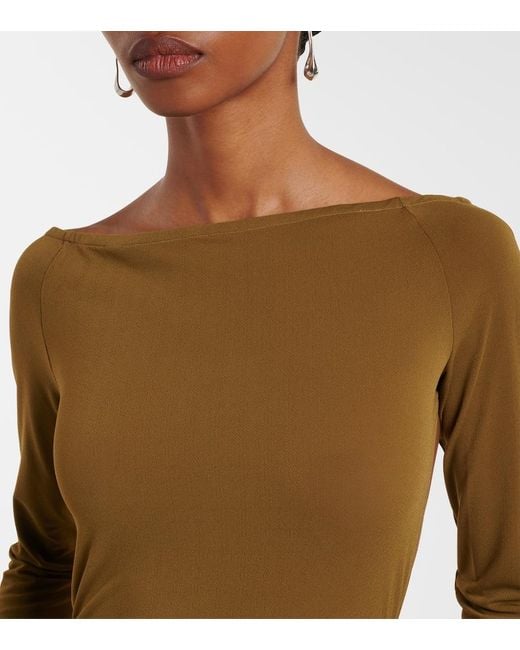 Alex Perry Green Draped Open-Back Crepe Jersey Gown