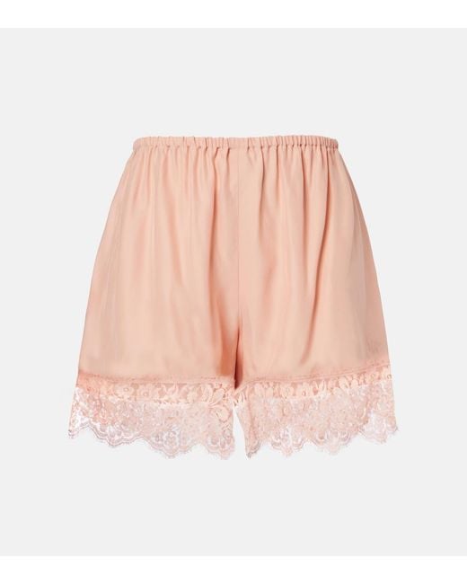 Stella McCartney Pink Lace-Trimmed Silk Shorts