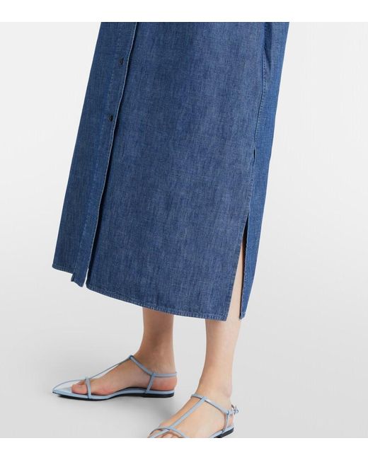 Jil Sander Blue Cotton Chambray Shirt Dress