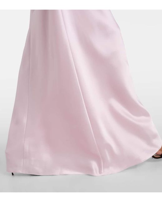 Vestido largo de saten con encaje floral Rasario de color Pink