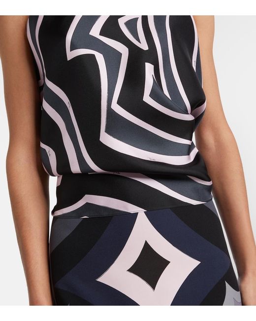Emilio Pucci Black Iride Halterneck Silk Twill Top
