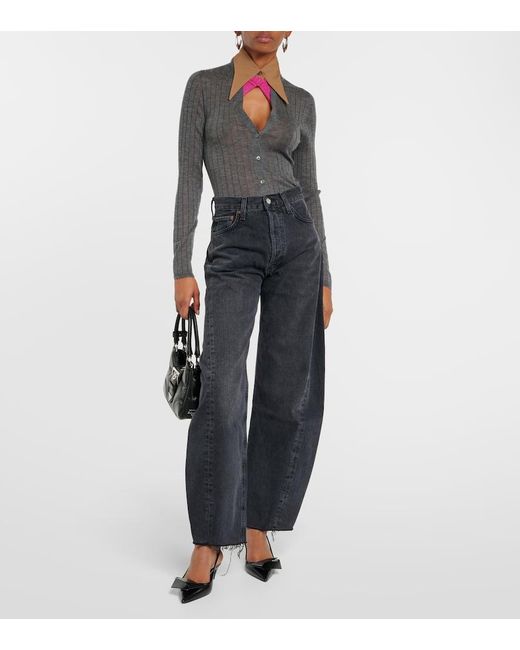 Agolde Gray High-Rise-Jeans