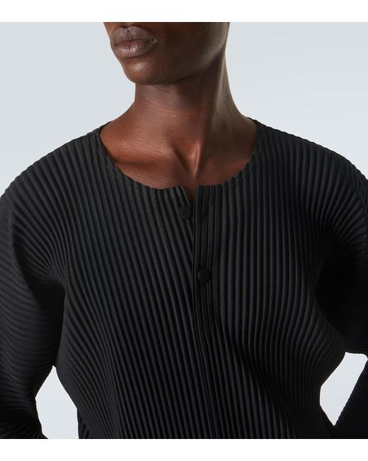 Homme Plissé Issey Miyake Black Monthly Colors Pleated Henley Shirt for men
