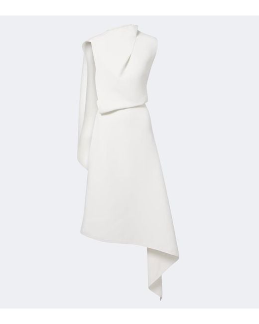 Maticevski White Prosper Asymmetric Draped Midi Dress