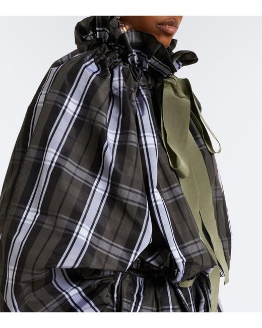 Patou Black Bow-Detail Checked Top