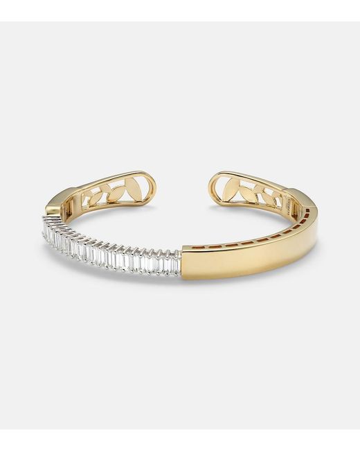 YEPREM Metallic Golden Strada 18Kt And Cuff Bracelet With Diamonds