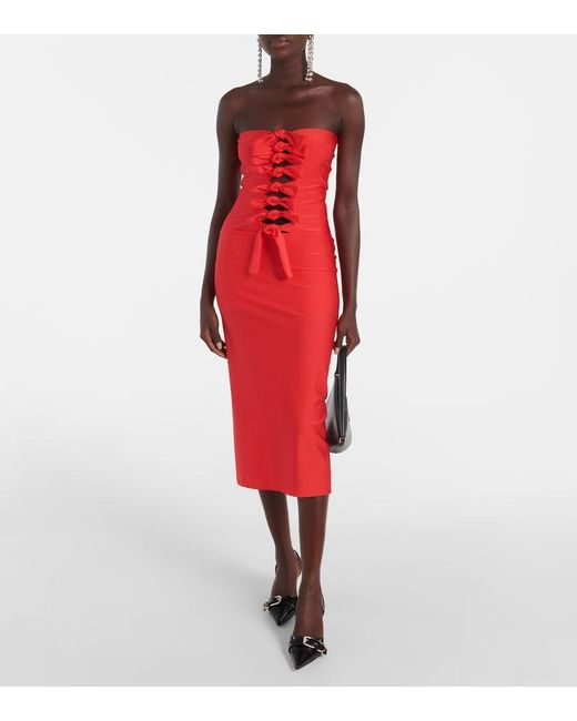Coperni Red Gala Tie-Front Jersey Midi Dress