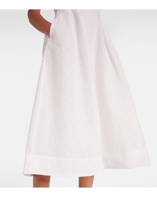 Rebecca Vallance White Adalyn Off-Shoulder Brocade Midi Dress