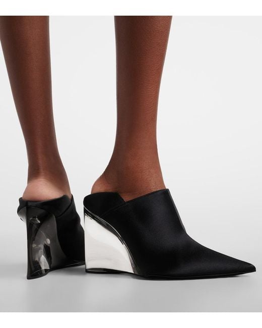 Alaïa Black Invisible Convertible Satin Wedge Mules