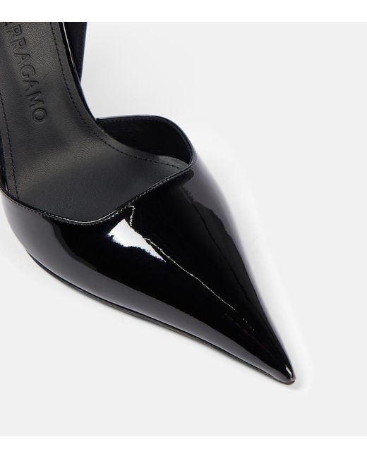 Chaussures Compensees En Cuir Verni Ferragamo en coloris Black