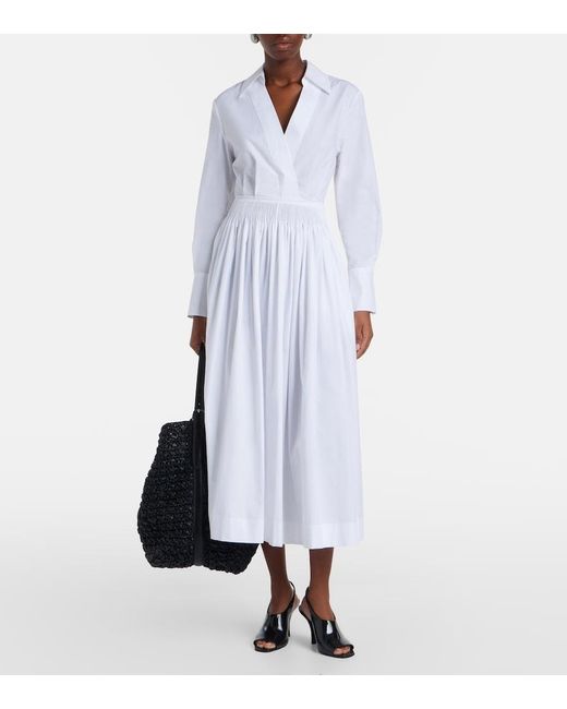 Joseph White Kathe Cotton Poplin Midi Dress