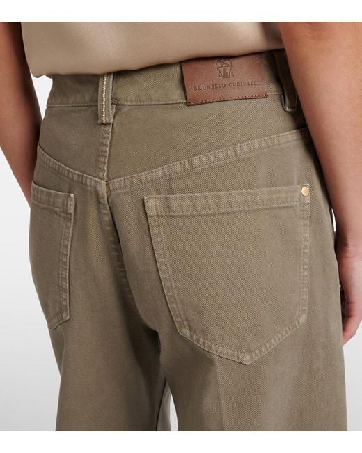 Brunello Cucinelli Natural Cropped Wide-Leg Jeans