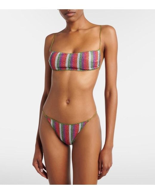 Oseree White Lumiere Striped Bikini