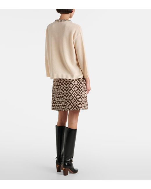 Valentino Natural Embellished Virgin Wool Sweater