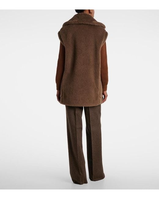 Max Mara Brown Alpaca, Wool, And Silk Teddy Vest