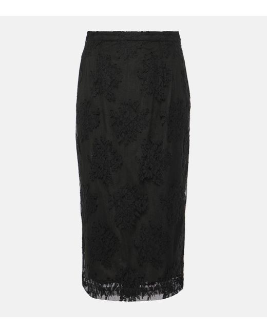 Dolce & Gabbana Black Cotton And Lace Midi Skirt