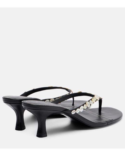 Staud Gray Freja Leather Thong Sandals