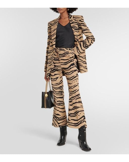 Stella McCartney Metallic Tiger-print Wool-blend Flared Pants