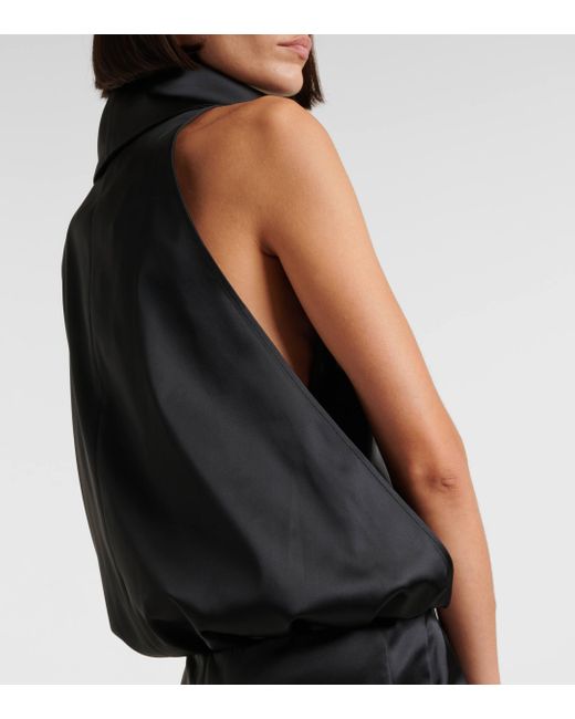 The Attico Black Satin Midi Dress