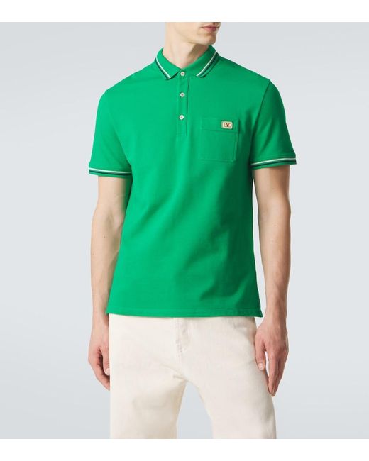 Valentino Green Cotton Pique Polo Shirt for men