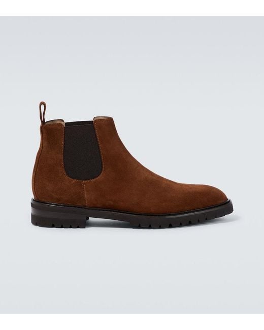 Manolo Blahnik Brown Brompton Suede Chelsea Boots for men