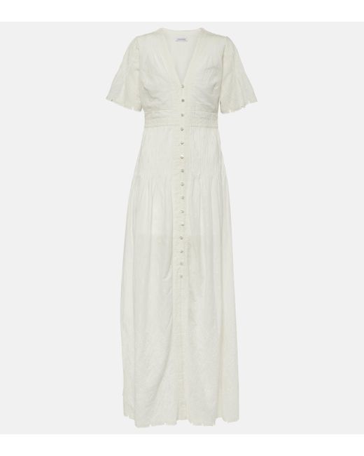 Veronica Beard White Arushi Embroidered Cotton Maxi Dress