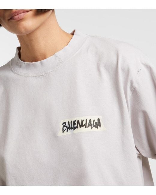 Balenciaga White Logo Cotton Jersey T-Shirt