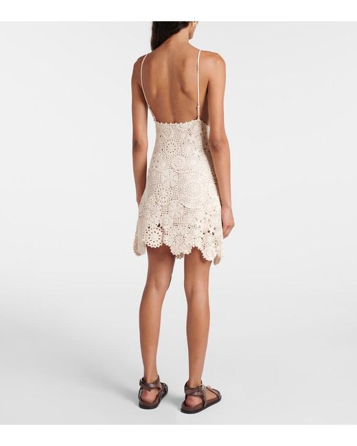 Staud Natural Mini Whimsy Crochet Cotton Minidress