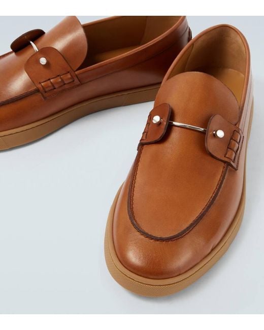 Christian Louboutin Brown Chambeliboat Leather Boat Shoes for men