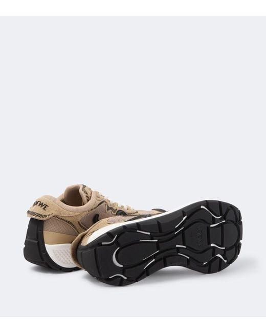 Loewe Natural Pogo Suede-Trimmed Sneakers for men
