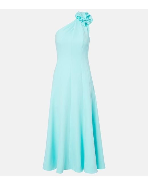Roland Mouret Blue Floral-Applique One-Shoulder Cocktail Dress