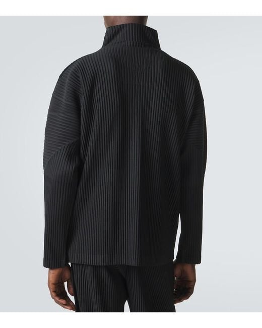 Homme Plissé Issey Miyake Black Basics Pleated Zip-Up Cardigan for men