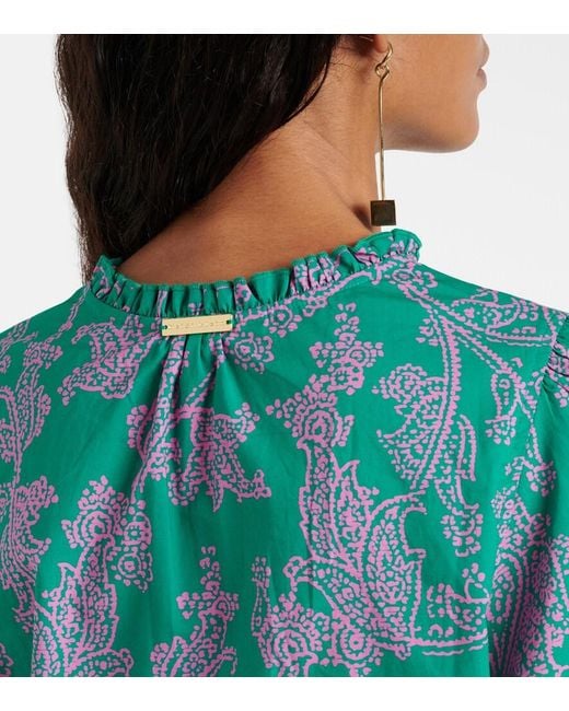 Heidi Klein Blue Santa Rosa Paisley Cotton-Blend Maxi Dress