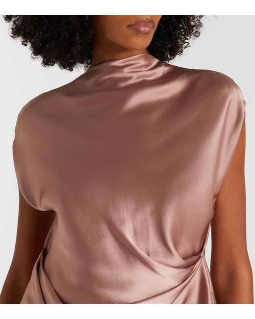 The Sei Pink Draped Silk Satin Top