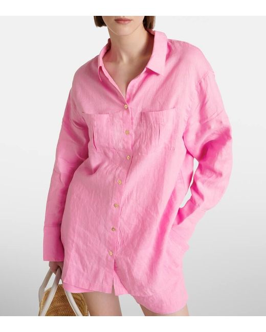 Heidi Klein Pink Hemd Marina Cay aus Leinen