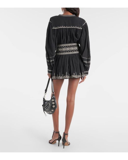 Minifalda Picadilia de algodon bordada Isabel Marant de color Black