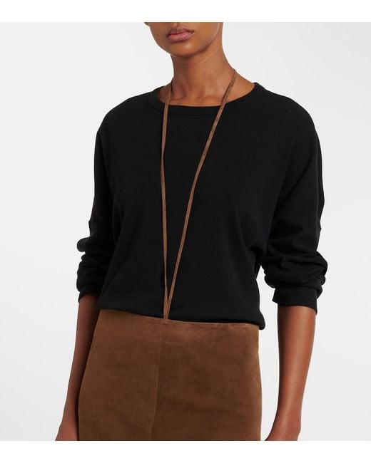The Row White Erina Suede Pencil Skirt