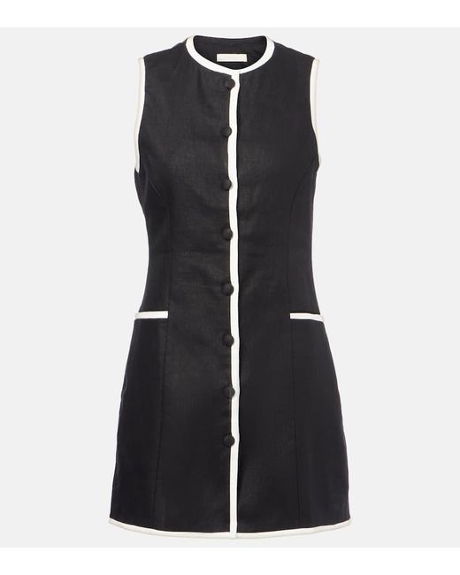 Faithfull The Brand Black Leria Linen Minidress