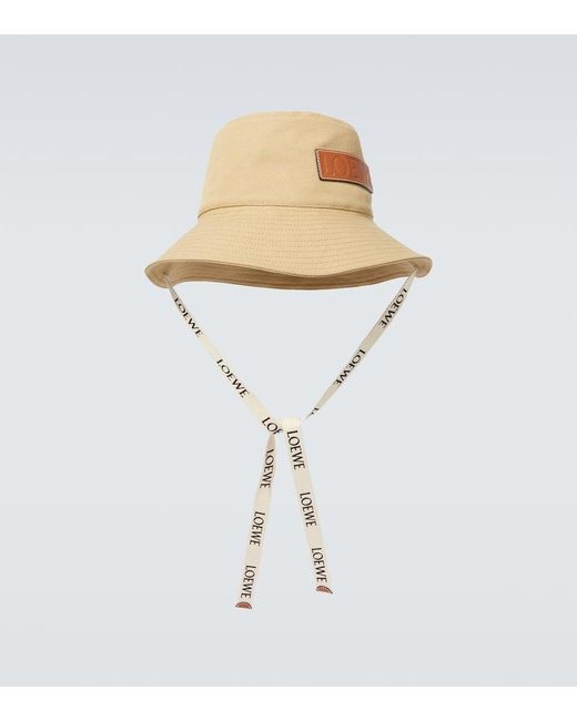 Loewe White Paula's Ibiza Leather-trimmed Canvas Bucket Hat for men